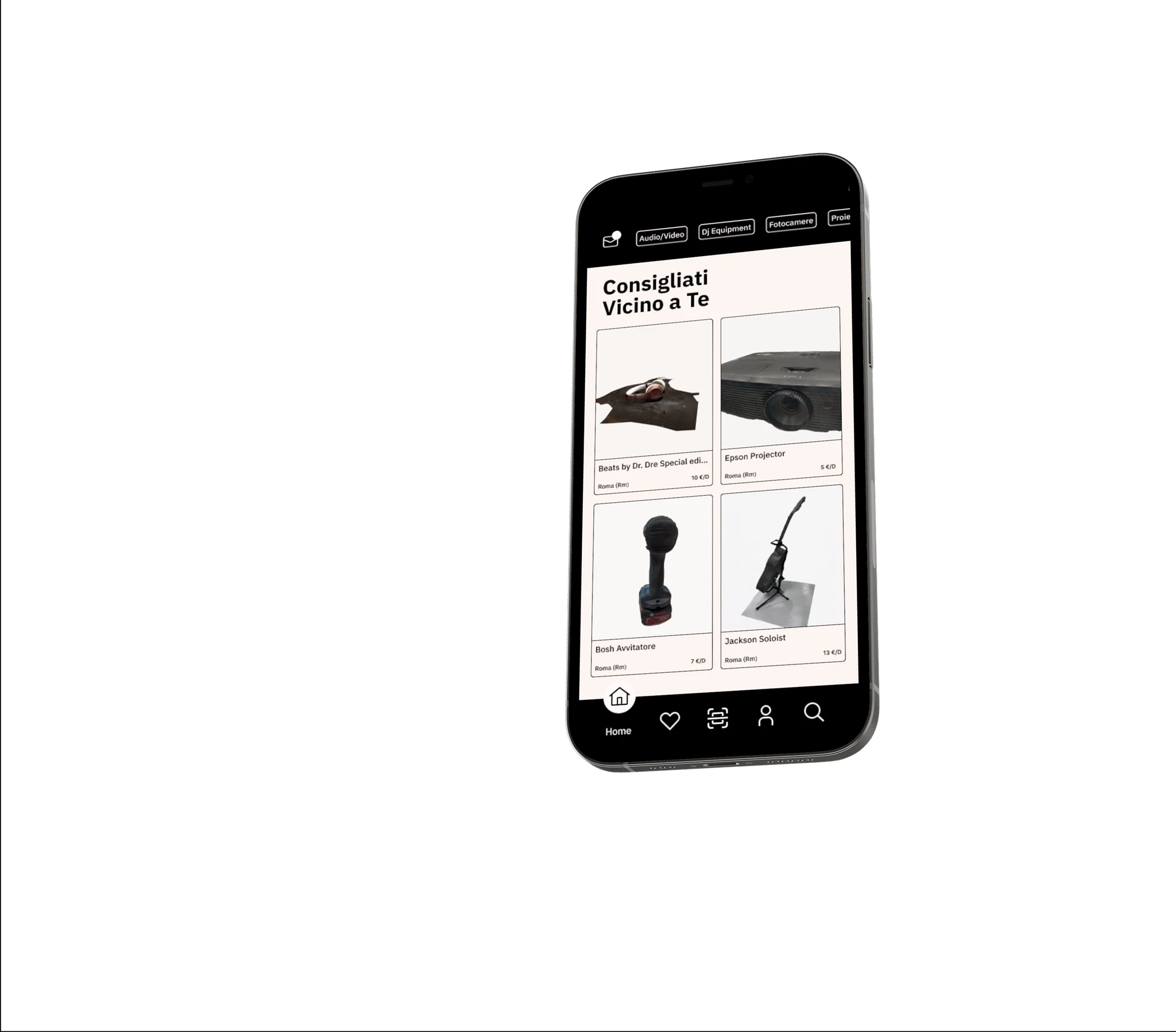 Schermata oggetti disponibili