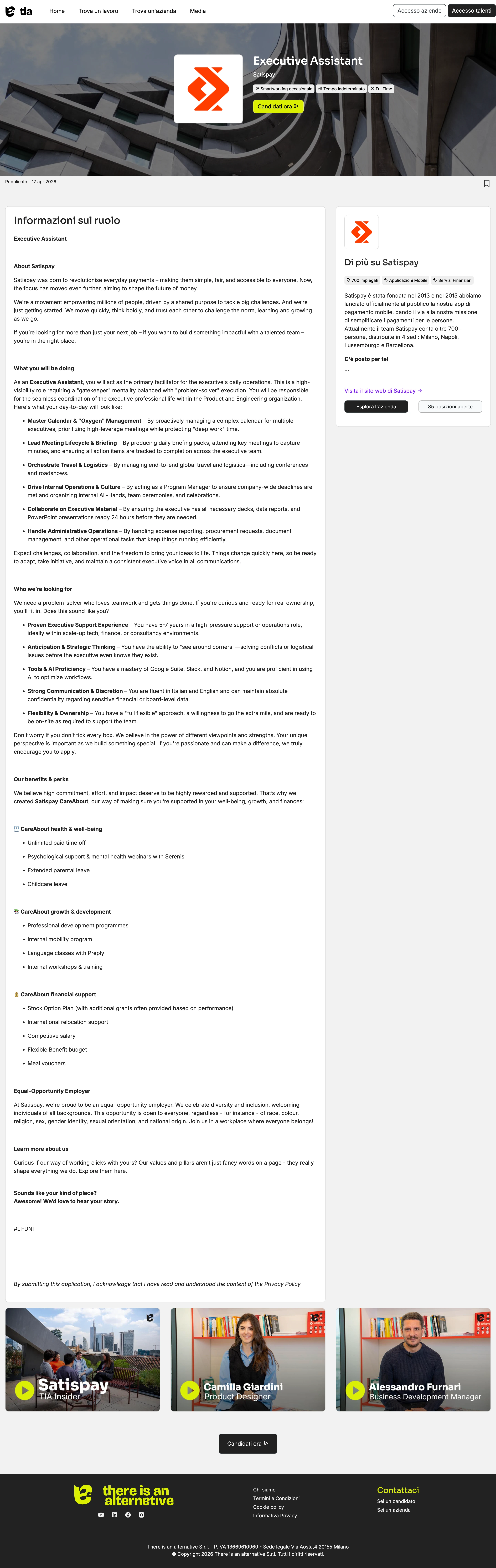 TIA — Pagina offerte di lavoro